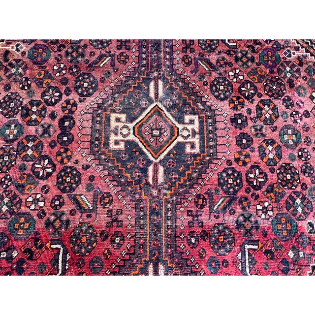 Red Qashqai Tribal Hand-Knotted Wool Rug - 6'6" X 8'1" For Sale - Image 6 of 15