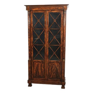 1960s Superb Quality Painted Faux Rosewood China Cabinet, 2 Side by Side Doors, For Sale