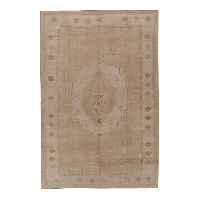 Vintage Circa 1940 Turkish Oushak Area Rug 7'3 X 10'9 For Sale