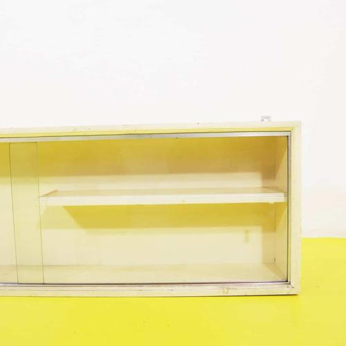 Wall-Mounted Wooden Display Cabinet with Sliding Glass Doors