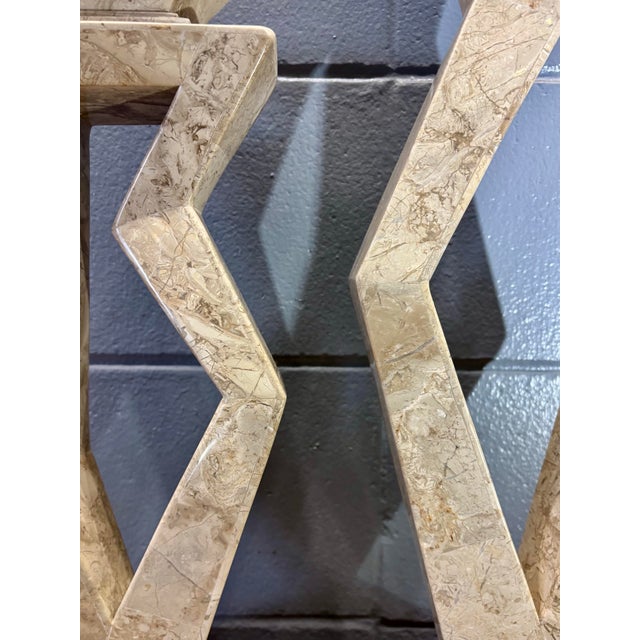 1980s Vintage Postmodern Tessellated Stone Candlesticks, Pair, Karl Springer Style For Sale - Image 5 of 5