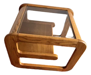 1970s Attributed to Lou Hodges for Mersman Oak Side Table with Smoked Glass Top