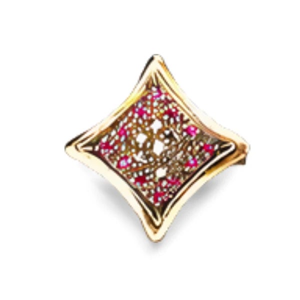 14K Pink Gold Antique Ruby & Rose-Cut Diamond Filigree Ring Exquisite Antique 14K Pink Gold Ruby & Rose-Cut Diamond...