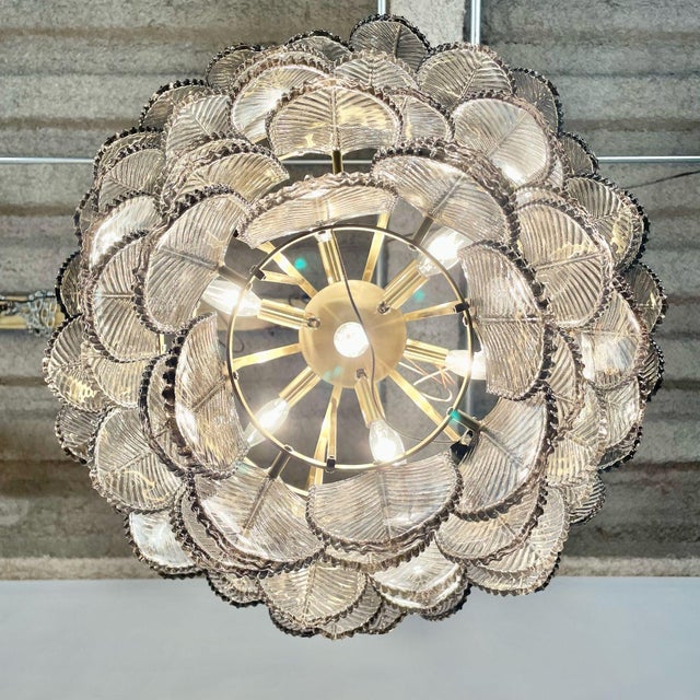 Eicholtz, Modern, Art Deco Style, Chandelier, Brass, Smoked Glass, 2010s For Sale In New York - Image 6 of 9