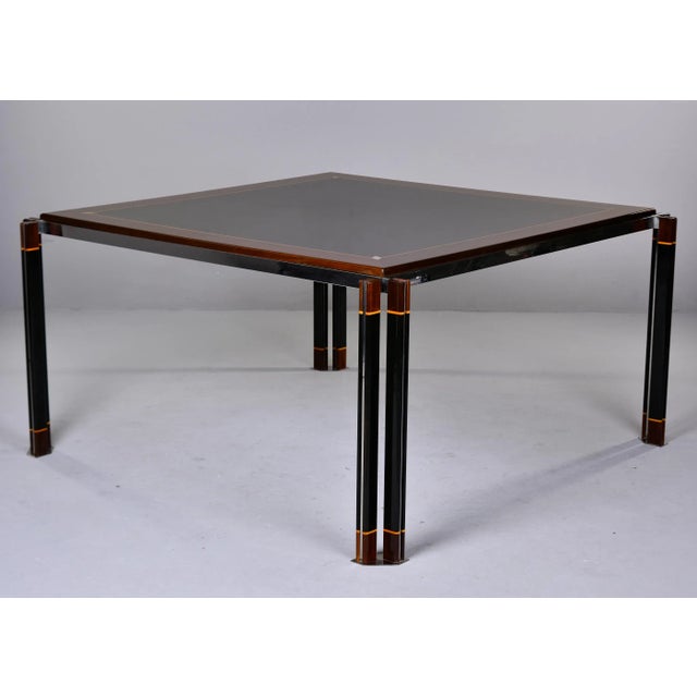 Coffee Italian Modernist Square Dining Table With Metal Detailing by Paolo Barracchia For Sale - Image 8 of 12