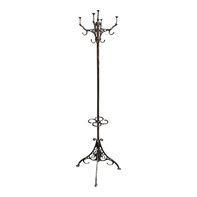 Victorian Iron Hall Tree Coat Rack & Umbrella Stand For Sale