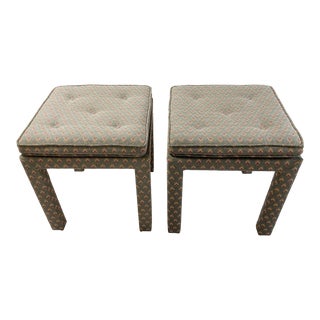 MCM Tufted Parsons Style Stools Ottomans, a Pair For Sale