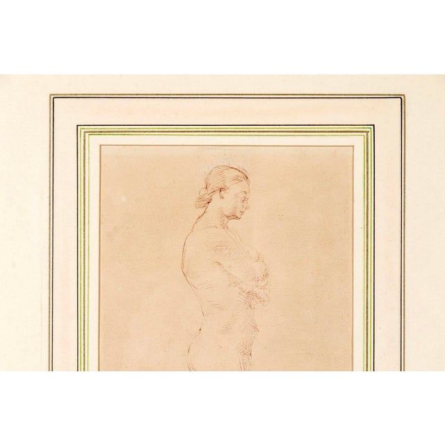 Victoria Hutson Huntley (American , NY 1900 - 1971) pen & ink drawing on paper - figure study 1939. Male nude standing in...