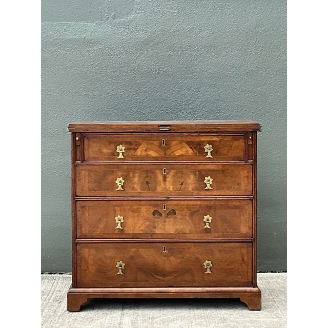 Vintage George 1 Walnut Flip Top Bachelors Chest For Sale - Image 12 of 12