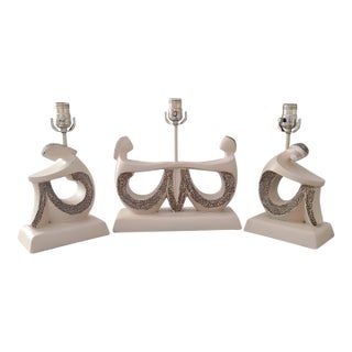1950's Mid-Century Modern Set of Three Table Lamps by f.a.i.p. Style of Weinberg For Sale
