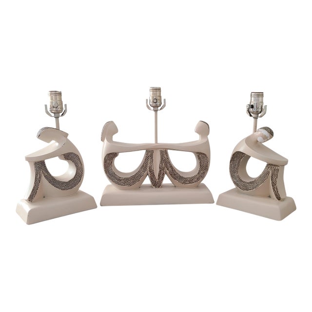 1950's Mid-Century Modern Set of Three Table Lamps by f.a.i.p. Style of Weinberg For Sale
