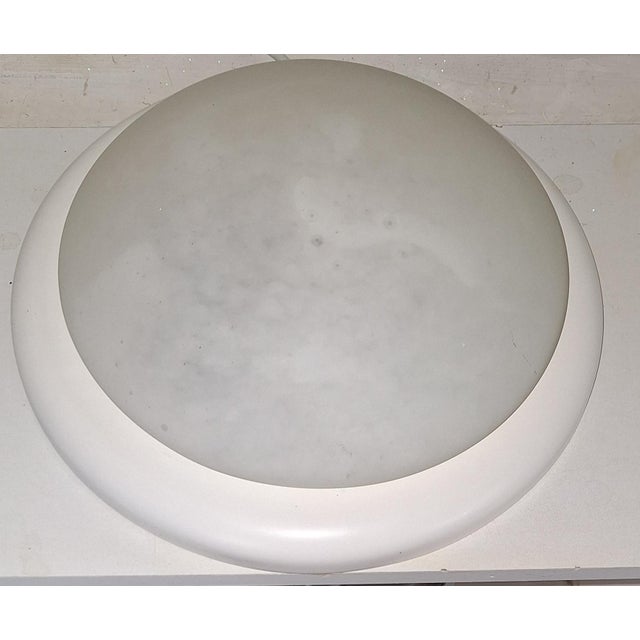 Vintage Ceiling Lamp with White Metal Frame and White Marbled Glass Shade by Hustadt-Leuchten, 2001 For Sale - Image 4 of 8