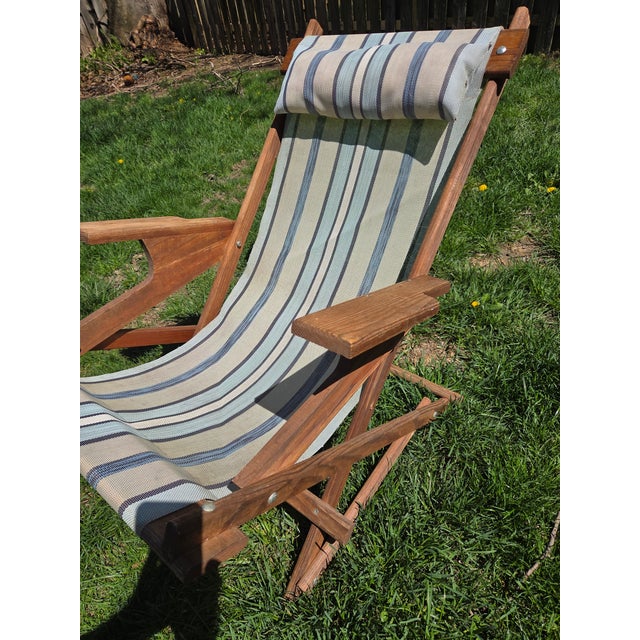 Mid-Century Modern Vintage Folding Lounge Beach Chair Rocker For Sale - Image 3 of 9