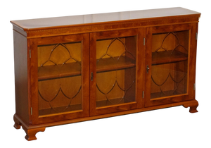Vintage Glazed Bookcase in Yew Wood
