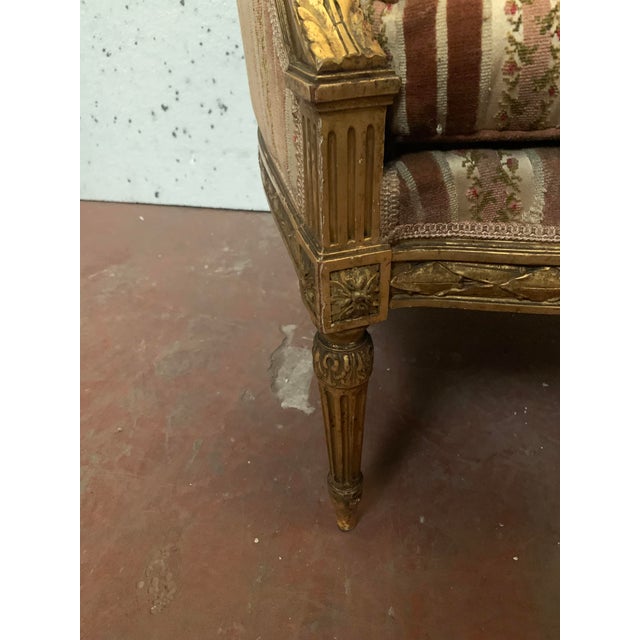 Louis XVI Style Giltwood Bergère Chair For Sale - Image 4 of 12