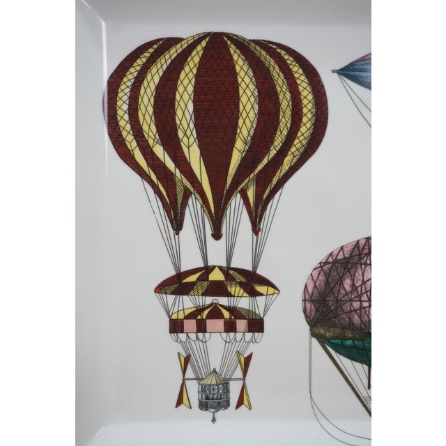 Piero Fornasetti Milano Italy Porcelain Palloni n.2 Hot Air Balloons Tray For Sale - Image 10 of 11