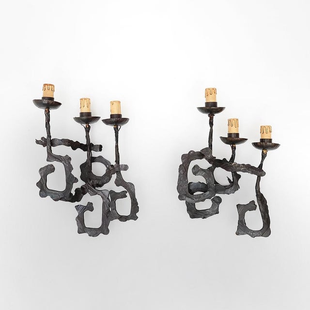 Brutalist Wrought Iron Wall Lamps, 1960s, Set of 2 For Sale - Image 15 of 15
