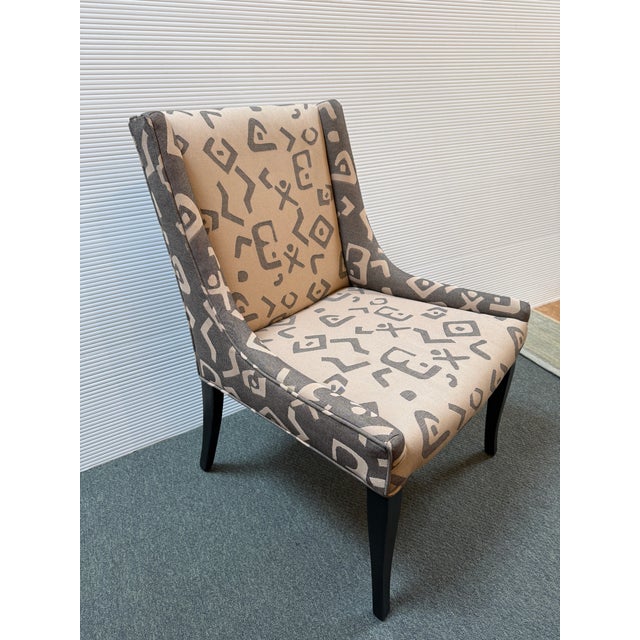 Tribal Hieorglycphic Upholstered Accent Chair For Sale - Image 3 of 12