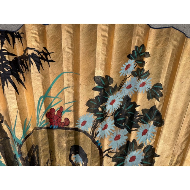 Wood Mid Century Monumental Hand-Painted Fan For Sale - Image 7 of 18