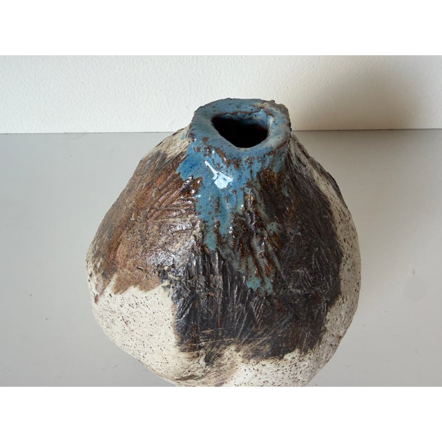 Vintage Organic Studio Art Pottery Ceramic Vase For Sale - Image 11 of 13