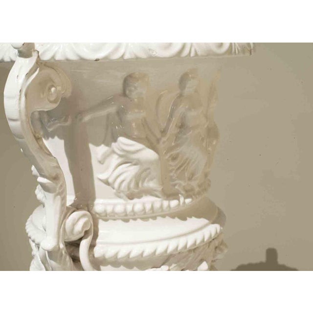 Ceramic Large Classic Style Bowl and Base in Glazed White Ceramic, 20th Century, Set of 2 For Sale - Image 7 of 14