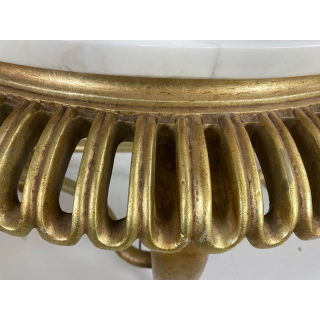 1950s Mid-Century Vintage Marble Topped Hollywood Regency Console For Sale - Image 5 of 11