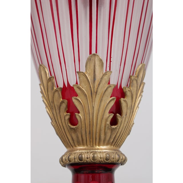 Pair Palatial Bohemian Cut to Clear Crystal Bronze Urns For Sale - Image 16 of 18