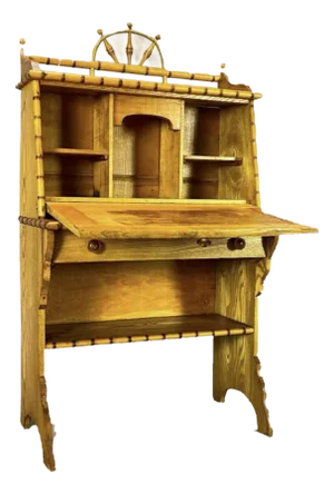 Antique 19th Century Aesthetic Movement English Faux Bamboo Child’s Secretary Desk in the Style of Rj Horner