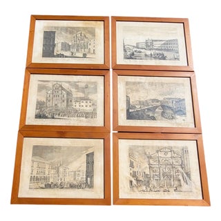 Views of Venice, Engravings, 18th-19th Century, Framed, Set of 6 For Sale