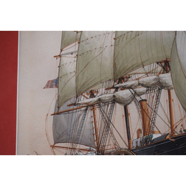 Ss Savannah the First Ocean Steamer Watercolor W/ Gouache For Sale In New York - Image 6 of 6