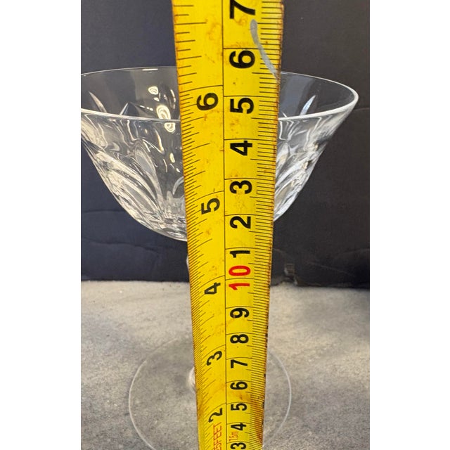 Transparent Vintage Tiffin Franciscan Chardonnay Etched Crystal Champagne Coupes – Set of 4 Elegant Faceted Stem Cocktail Glasses For Sale - Image 8 of 9
