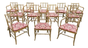 Great Set of 12 Paint Decorated 19th Century Faux Bamboo Armchairs