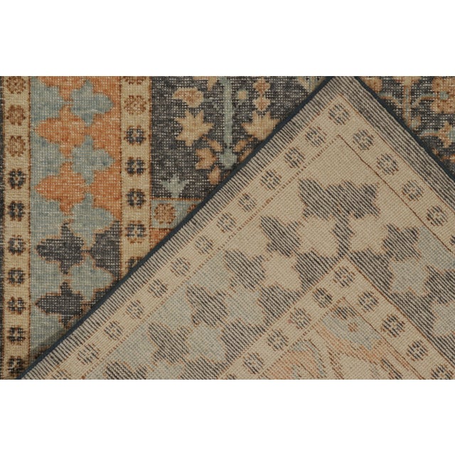Rug & Kilim’s Distressed Persian Style Rug in Blue & Orange Garden Pattern For Sale In New York - Image 6 of 6
