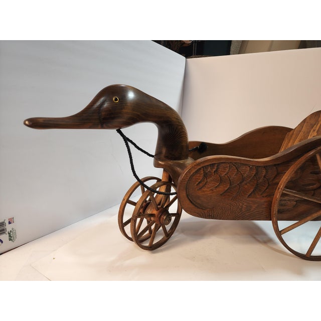 Hand Carved Wood Goose Wagon by Pruitt"s Place For Sale - Image 4 of 11