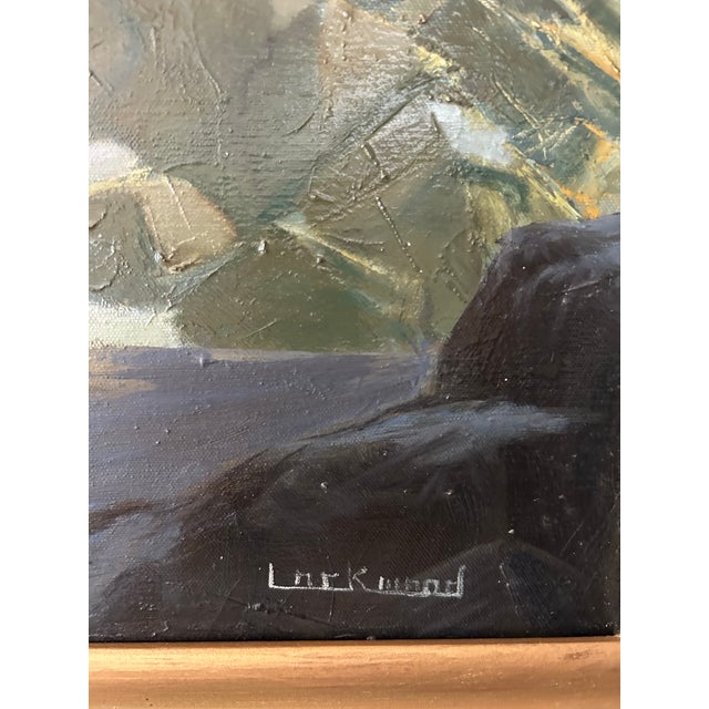 1970s Large Vintage Realistic Framed Seascape Oil Painting on Canvas Signed Lockwood For Sale - Image 5 of 6