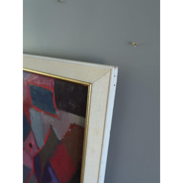 Mid-Century Modern 'A Gathering Across Planes' Geometric Abstract Oil Painting by Swedish Artist Gunnar Greiber (1919 – 2011), Framed For Sale - Image 6 of 11
