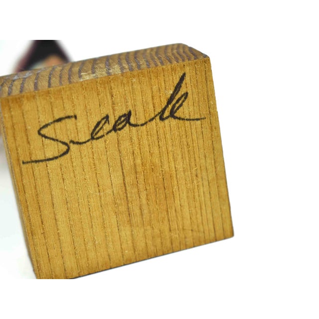 Red Mid 20th Century Hand Carved Patrick Seale Ketchikan Alaska Fog Woman Handcrafted Totem Pole Small Figurine - Signed For Sale - Image 8 of 8