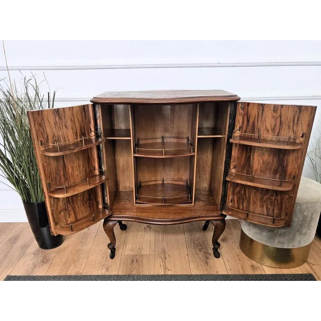 Wood Mid-Century Italian Art Deco Style Burl Wood Dry Bar Cabinet, 1950s For Sale - Image 7 of 10
