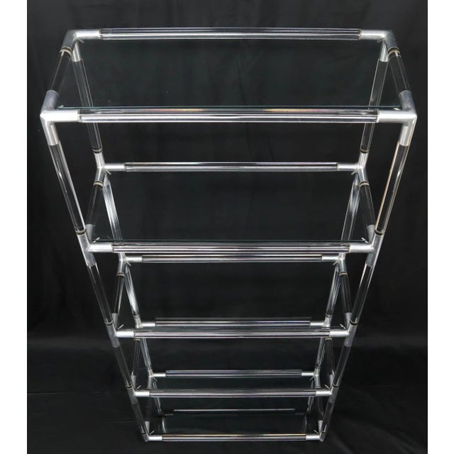5-Tier Lucite and Glass Mid-Century Modern Étagère Shelf Wall Unit For Sale - Image 6 of 13