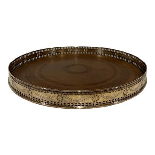 George Washington Mahogany and Silverplated Round Tray For Sale