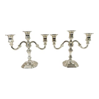 Pair of Vintage BMF Silver-Plated Three-Arm Candelabra, West Germany, Circa 1960s For Sale