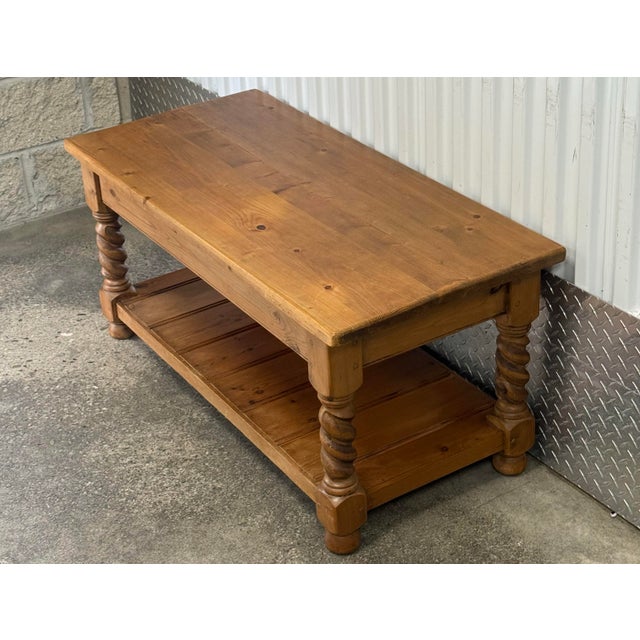 1990s Late 20th Century Scrubbed Pine Farmhouse Barley Twist Coffee Table For Sale - Image 5 of 10
