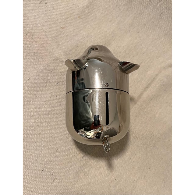 Metal Mid-Century Modern Chrome Metal Piggy Coin Bank For Sale - Image 7 of 8