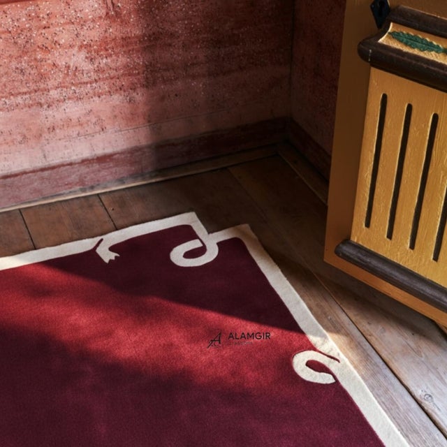 Not Yet Made - Made To Order Hand-Tufted New Zealand Wool Rug in Rich Burgundy With Ivory Border For Sale - Image 5 of 11