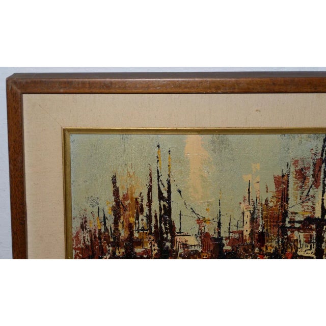 Mid Century Modern Abstract Cityscape by Garcia C.1950s For Sale - Image 4 of 8