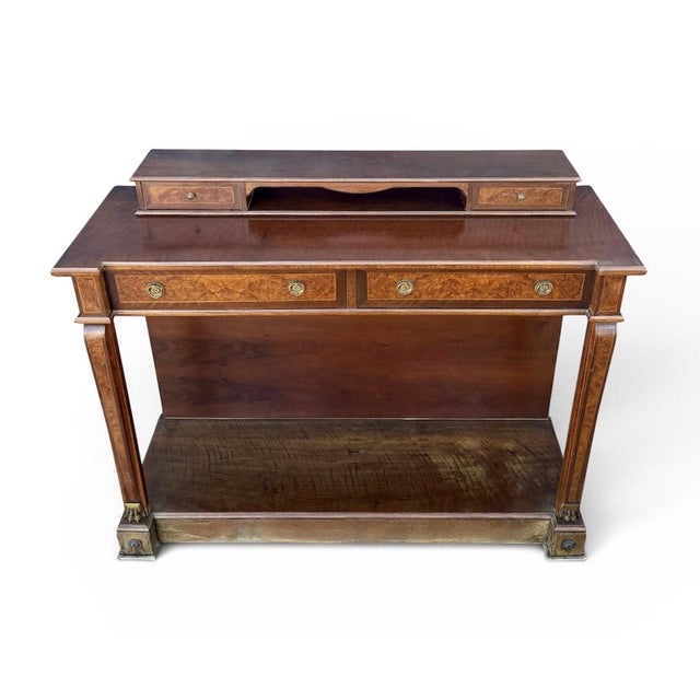 Empire Style Console with Burlwood Veneer and Bronze Details, 1940 For Sale - Image 13 of 13