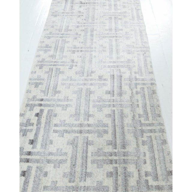 Early 21st Century Modern Geometric Terra Hand-Knotted Wool Runner by Doris Leslie Blau For Sale - Image 5 of 8
