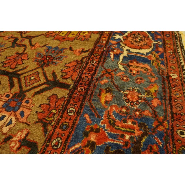Amazing Camel Color With Geometric and Florid Design Antique Bakhtiari Rug For Sale - Image 4 of 12