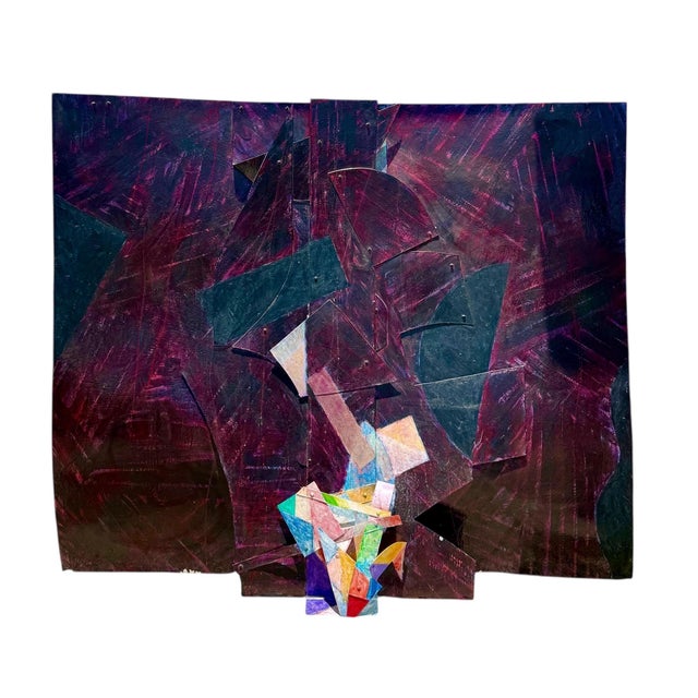 1980s Tom Holland, Very Large Constructed Abstract Mixed Media Painting Wall Sculpture Tom Holland, 1982 For Sale - Image 5 of 17
