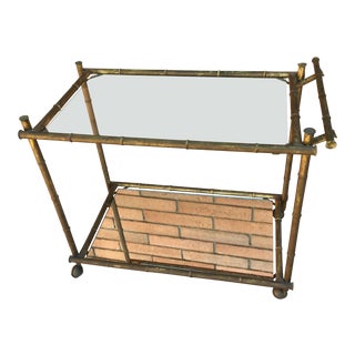 1960s Faux Bamboo Bar Cart For Sale